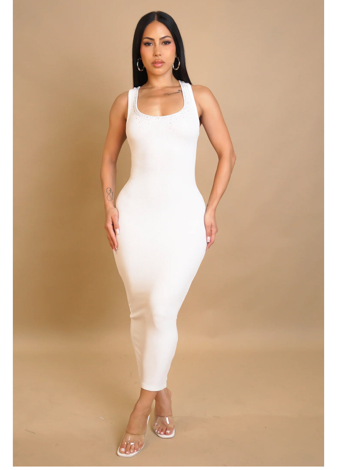 ADORE ME MIDI DRESS - WHITE